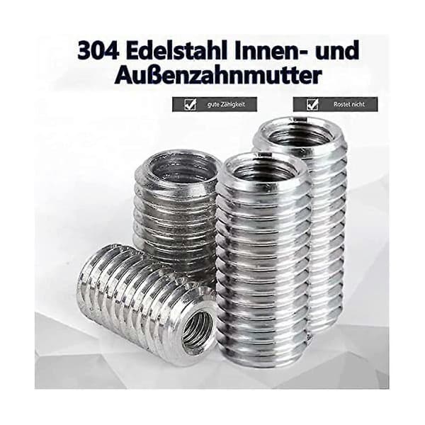 M8 to M6 Thread Reducing Nuts, Stainless Steel Conversion Sleeves for Thread Repair (20-piece set) Silver
