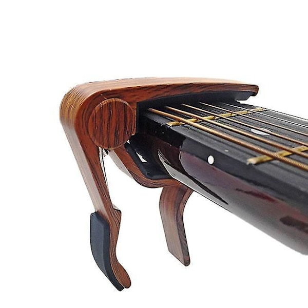 Platt Capo för Klassisk Gitarr med Legeringkonstruktion och 5 Plektrum - Träfärg