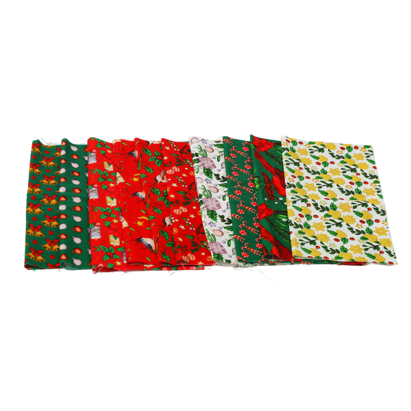 10st jul bomullstyg Olika mönster Multi färger Ren bomull Quilttyg för jul DIY Hantverkssömnad 50x50cm / 19,7x19,7in
