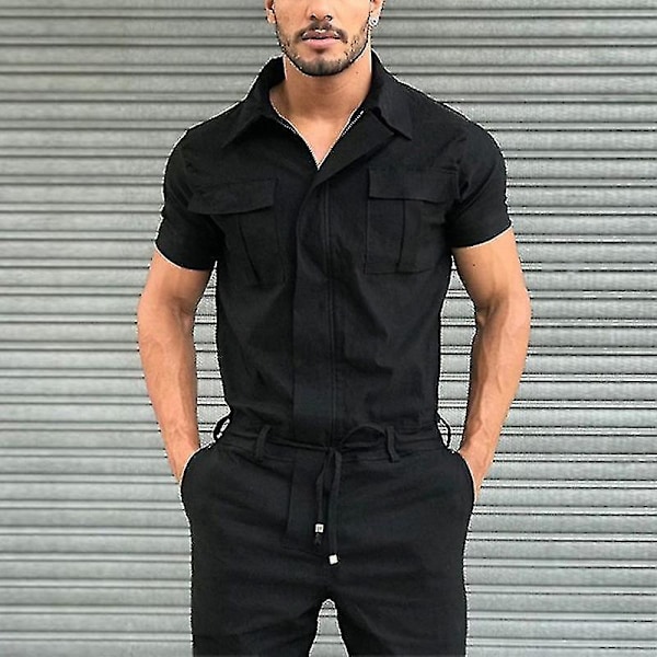 Kortærmet Mænds Jumpsuit 3XL Sort