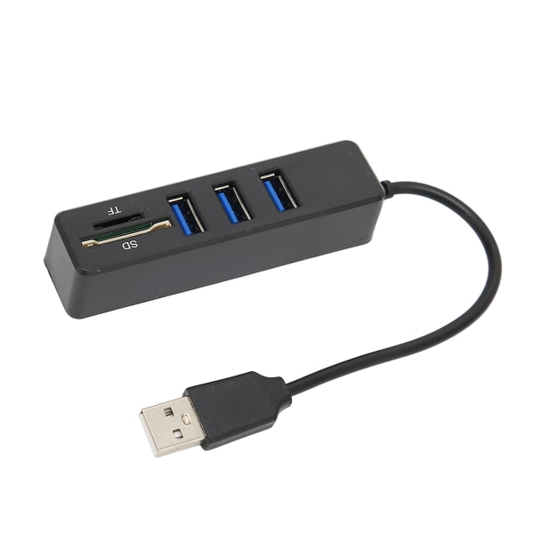 USB2.0 Hub Minnekort Lagringskortleser Høyhastighetsoverføring Plug and Play Enkel tilgang USB SplitterBlack