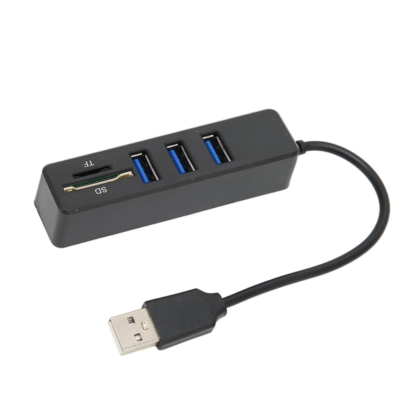 USB2.0 Hub Minneskort Lagringskortläsare Höghastighetsöverföring Plug and Play Enkel åtkomst USB SplitterBlack
