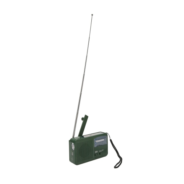Solar Handvev Radio Multifunktion Bärbar Uppladdningsbar Nödradio med LED-ficklampa för Camping Outdoor Green