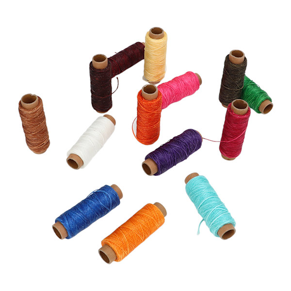 150D vokset tråd 15 farger 55yd bærbar vokset snor vokset snor for DIY skinnhåndverk skinnsøm