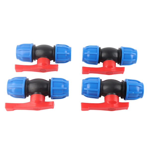 4 stk. PE lige kugleventil afspærringsventil til hjem og have rør fittings tilbehør 1/2in