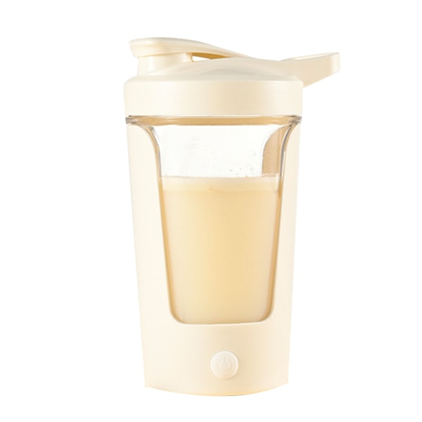 Självomrörande mugg 450 ml helautomatisk säker stabil matklassad plast automatisk blandningskopp för hemmacafé Office Beige