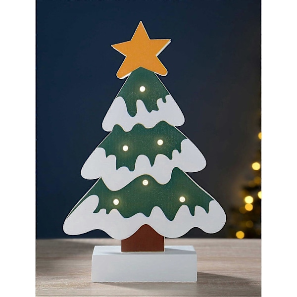 Förbelyst Färggrant Träd Bordsdekoration Jul, Trä, 26 cm