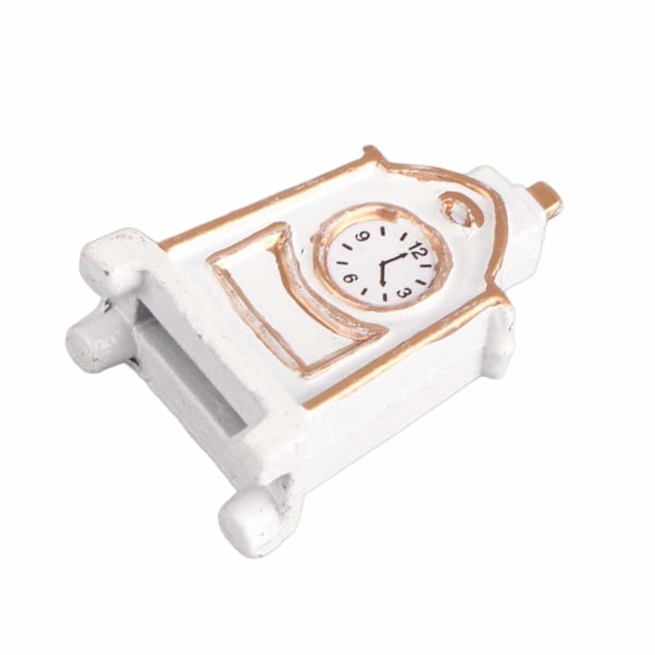 1:12 Dockhus Vit Bordsur Klocka Utsökt Miniatyr Klocka Möbler Dekoration Tillbehör