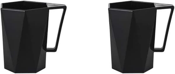 Toothbrush Holder for Bathroom, Plastic Toothbrush Cup, Creative Simple Geometric Bathroom Cups with Handle (Black)
