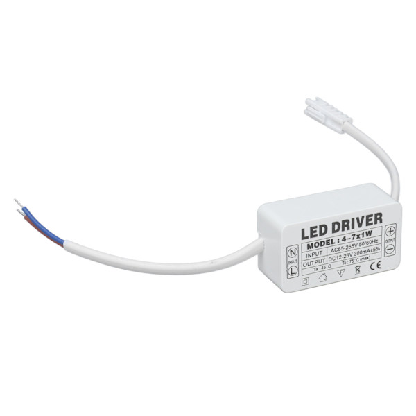 4-7X1W LED-driver konstant strøm 300mA indgang AC85-265V udgang DC12-26V strømforsyningstransformator