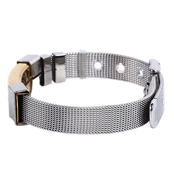 Herr Stål Mesh Spänne Armband Rostfritt Stål Justerbar Randigt Armband Mode Smycken Vertikal Randig