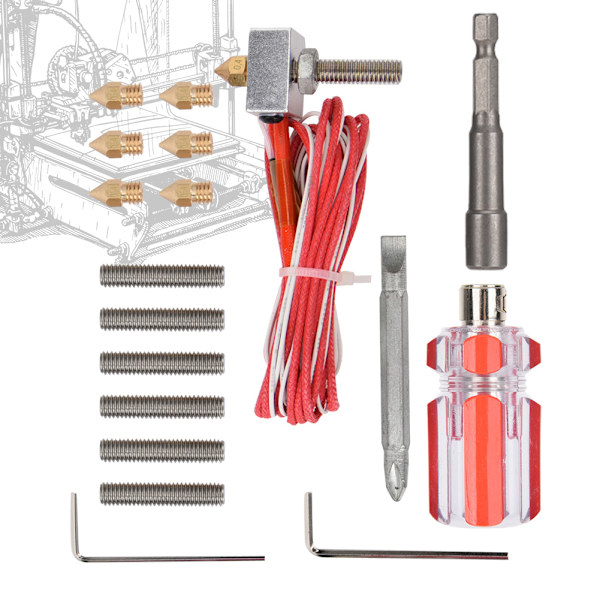 3D-skrivartillbehör Munstycke Extruder Kit Extrusionshuvud 17PCS Kit
