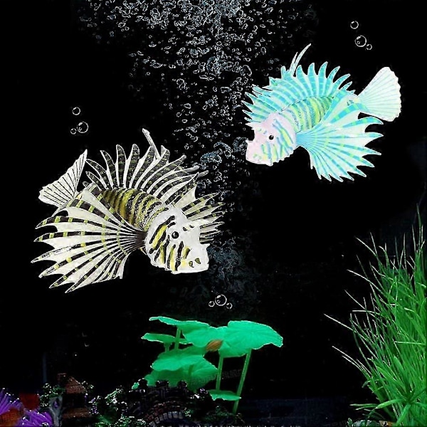 Kunstig Løvefisk, Selvlysende Falsk Fisk, Akvariefisk Tank Ornament, Glød Simulation Dyredekoration (Sort)_SZXM