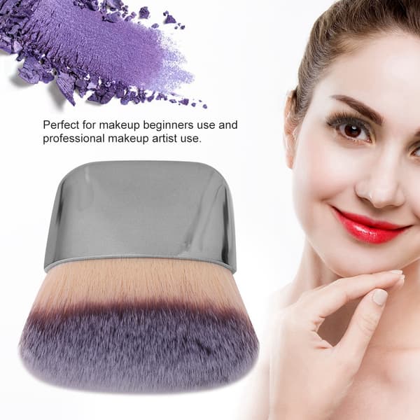 Mini Multifunktionel Makeupbørste Bærbar Blød Løs Pudder Blush Børste Skønhedsværktøj Sølv