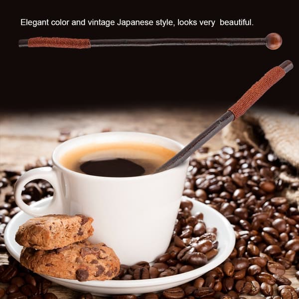 Genanvendelig rørepind i japansk stil i træ til mælk, kaffe, honning