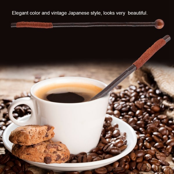 Japanilaistyylinen vintage puinen uudelleenkäytettävä sekoitustanko sauva maitokahvihunajaa varten