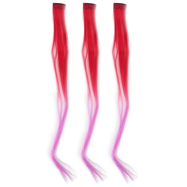 10 stk farget klips i hårpynt Gradient Langt rett syntetisk hårforlenger hårstykke for Cosplay Party Mørk Rød Gradient Lilla