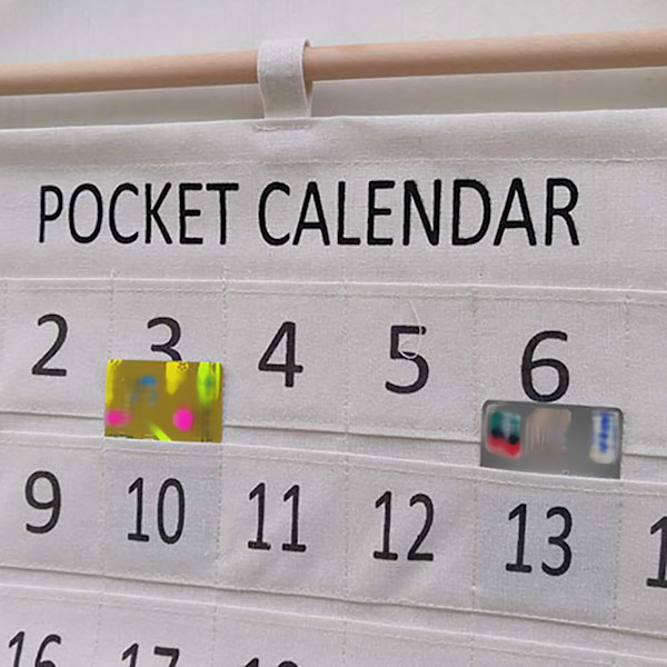 Nummereret kalender lommediagram bomuld og lærred morgen check klasseværelse lommediagram kalender væg hængende arrangør stor 31 lommer