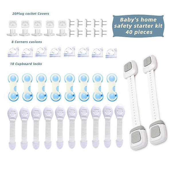 Child Safety Kit - 20 Outlet Covers + 8 Table Corner Protectors + 18 Safety Latches