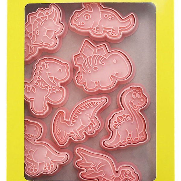 Dinosaur Cookie Form Sød Mad Grade Plastik 3D Dyr Bage Cutter til Kiks Kager Desserter Håndværk