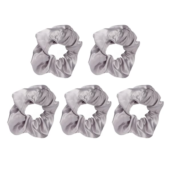 5 st lysande scrunchies, lysande grå satin elastisk glöd i mörkret hår scrunchy för kvinnor