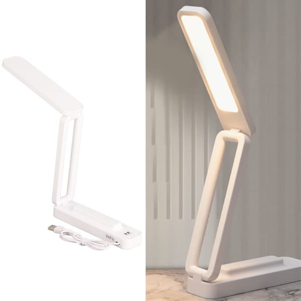 Bordlampe Sammenfoldelig Bærbar Plug-in Blødt Lys Bordlampe til Kontor Hjem