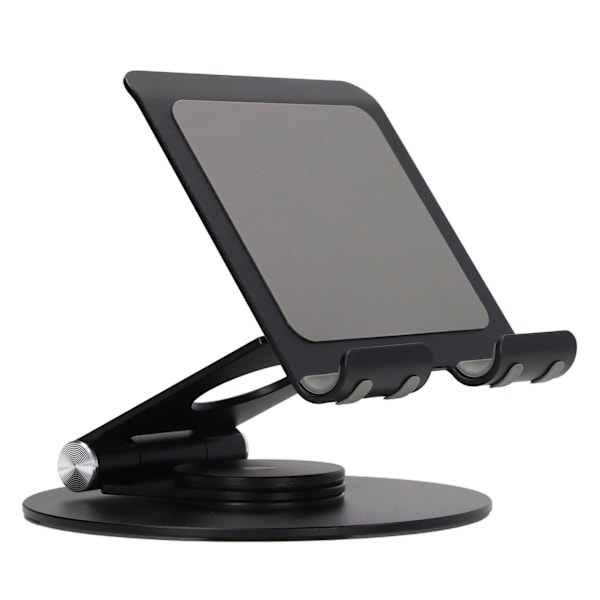 Foldbar telefonholder 360 graders rotation justerbar højde aluminium skrivebordsstativ med stabil base til bærbare computere under 17,3 tommer sort