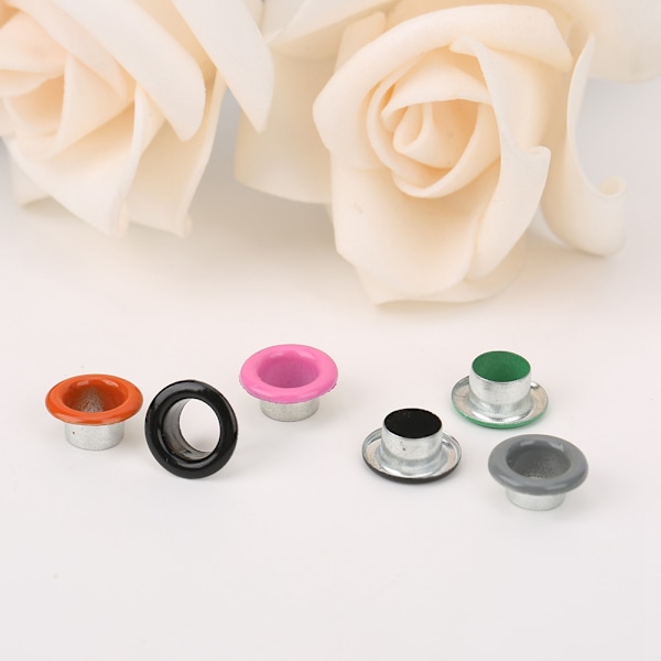 200 set blandade färgade metallhål Grommets läderhantverk Scrapbooking kort hål 6MM