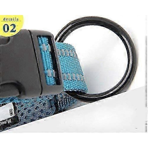 Reflekterande Hundhalsband Justerbart Starkt Nylon Komfort Vadderat Klassiskt Djurhalsband (Blå,L)_SZXM