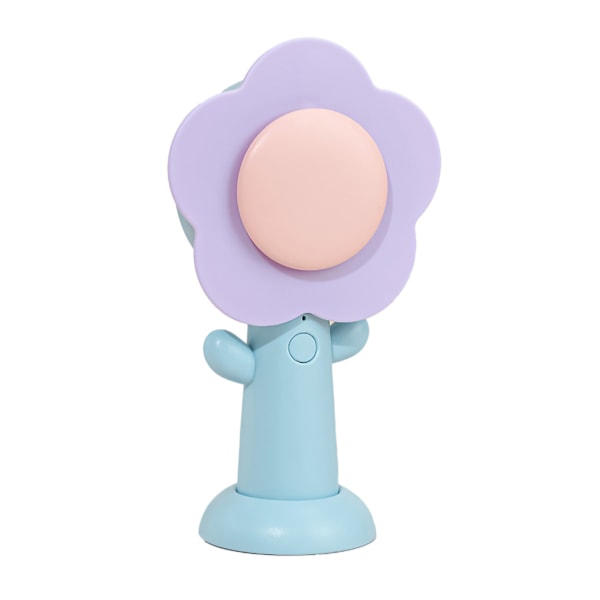 Mini Handheld Fan Cute Flower Shape Strong Wind USB Rechargeable Small Desk Fan for Home Office Travel Blue