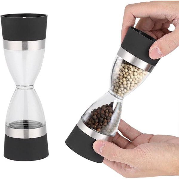 Manuell to-i-ett salt- og pepperkvern (svart) med justerbar keramisk rotor