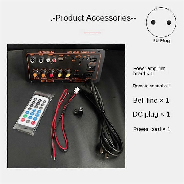 Max 300W Bluetooth Forstærkerkort 12V 24V 220V EU Stik