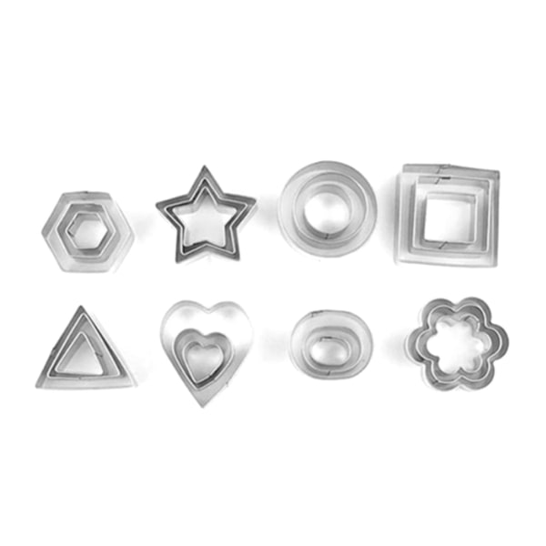 24 stk kakeformsett kjeksform 430 rustfritt stål grønnsak fruktform for DIY baking matlaging
