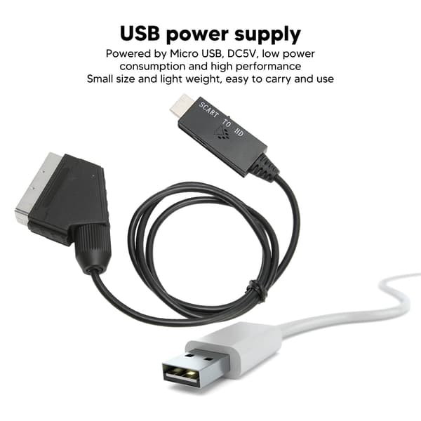 SCART til HD Multimedia Interface Konverter HD 1080P SCART til HD Multimedia Interface Adapterkabel for Lyd Video DC 5V
