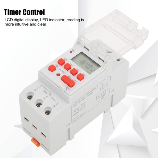 12V DC 30A Ugentlig Timer Switch LCD Switch Control med Nedtællingsfunktion - Hvid - 1 stk.