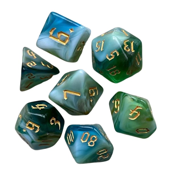 7 x Maalatut Monitahokkaat Nopat Perhepelit DND RPG MTG Korttipeleihin Perheille B