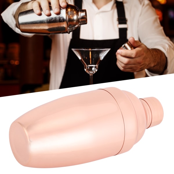 Elegant manuell risting i rustfritt stål Cocktail Shaker Bar Verktøytilbehør Rose Gold