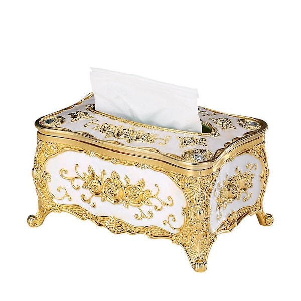 Elegant Akryl Vævsæske til Hjemmet Badeværelse (Guld/Hvid)