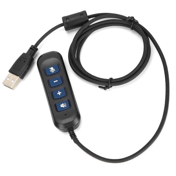 H901 USB-kontakt QD-kabeladapter justerbar volym Call Center-headsetadapter för 3,5 mm headsetutrustning blå