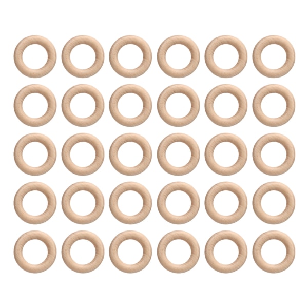 30 kpl pyökkipuusormukset Sileä puinen pyöreä sormusriipus tee-se-itse-korujen tekoon käsitöitä varten 5,5 cm / 2,2 tuumaa