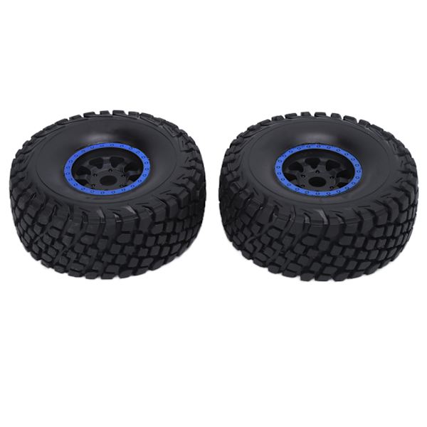 2 stk fjernkontrollbildekk Slitestyrke Plast Beadlock Kjøretøyhjul med pakninger for 1/7 Fjernkontrollbil Blå
