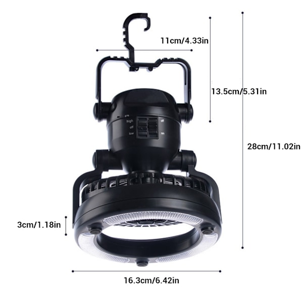 Multifunktionel bærbar LED camping lanterne 18 LED lommelygte loftsventilator til udendørs camping vandreture fiskeri