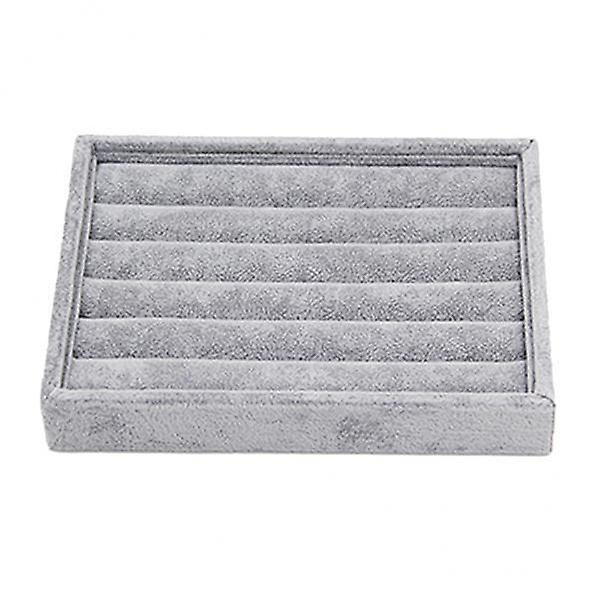 4 x Grå Velvet Stabelbar Smykke Display Bakke Etui til Smykker Ringe Bakke-