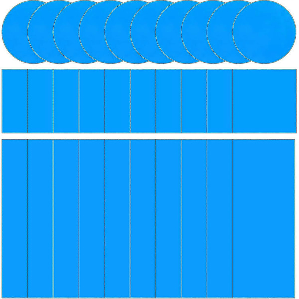 30 Stycken Självhäftande PVC Reparationslappar, Vinyl Pool Liner Lagningslappar Båt Reparationsgummin För Blå Färg, Fyrkantig, Rektangulär Och R