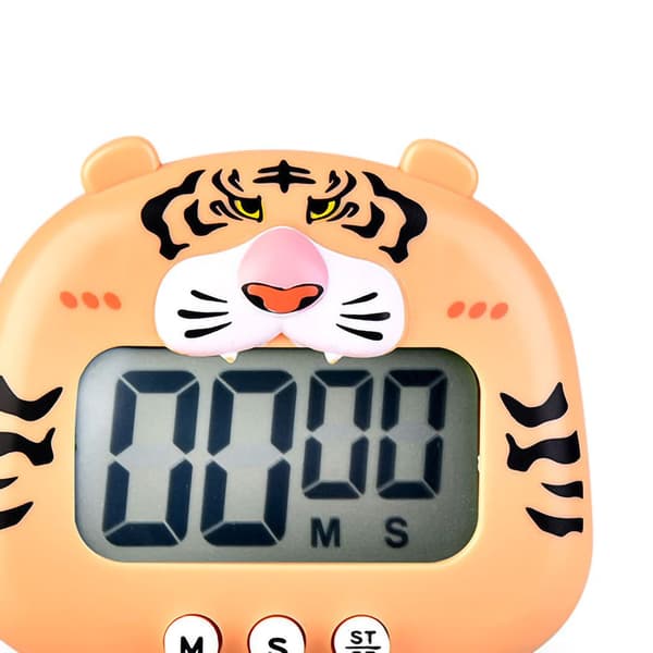 Dyretimer Student Magnetisk Digital 100 Minutters Tidsnedtellingstimer Med Batteri for Kjøkken Oransje Tiger