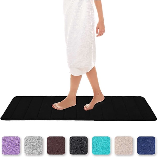 Badeværelsesmåtter Absorberende Skridsikker Bademåtte Vaskbar Bademåtte - 40x120cm, Sort