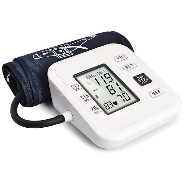 Overarms Blodtryksmåler Automatisk Digital Enhed til Hjemmebrug med Pulsmåling Manschet 22-40cm
