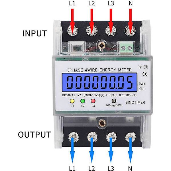 DDS024 5-100A 380V 50Hz enfas AC-amperemeter med LCD-display, transparent hölje