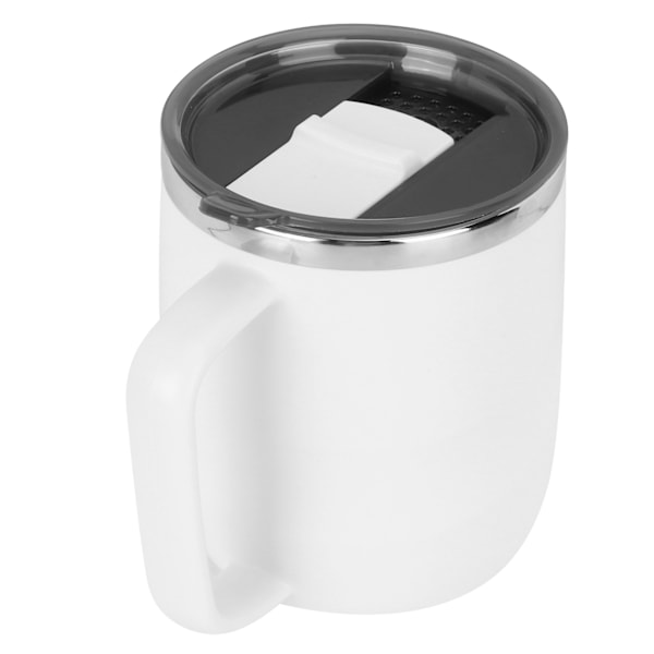 400 ml Kaffeemugg i Rostfritt Stål Anti-Skållande Vattenkopp med Lock för Hemmakontor Underbar Present (Vit)