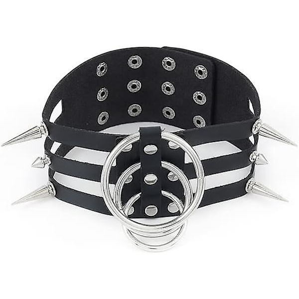 Lagerad Gotisk Nitarhalsband Svart Konstläder Kvinnors Cosplay Tillbehör